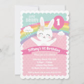 Bunny 1er Anniversaire Invitations Filles (Devant)