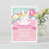Bunny 1er Anniversaire Invitations Filles (Debout devant)
