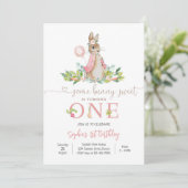 Bunny 1st Birthday Invitation (Debout devant)