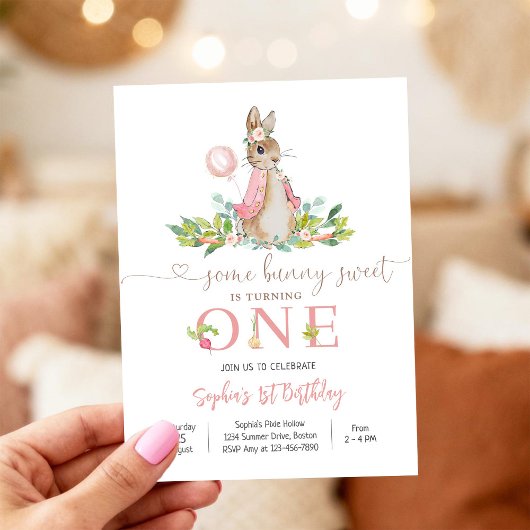 Bunny 1st Birthday Invitation