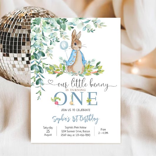 Bunny 1st Birthday Invitation