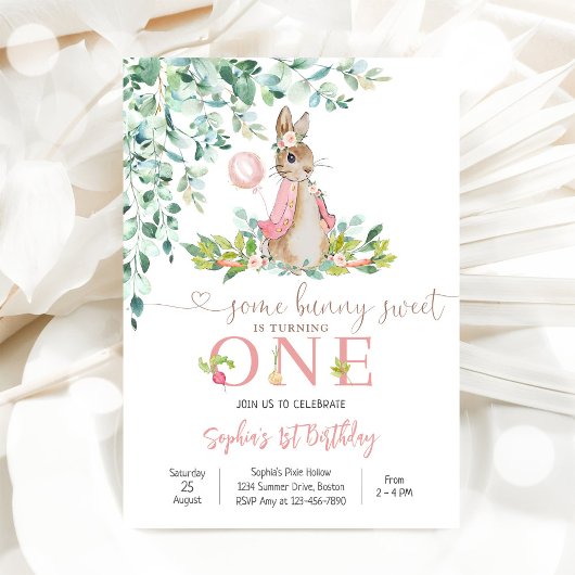 Bunny 1st Birthday Invitation