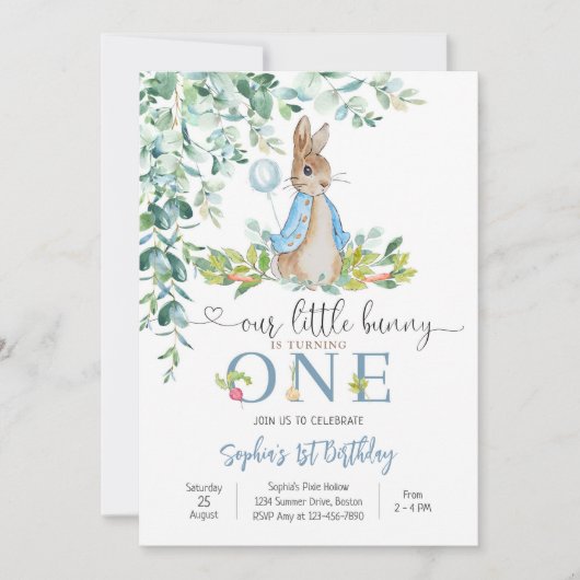 Bunny 1st Birthday Invitation (Devant)