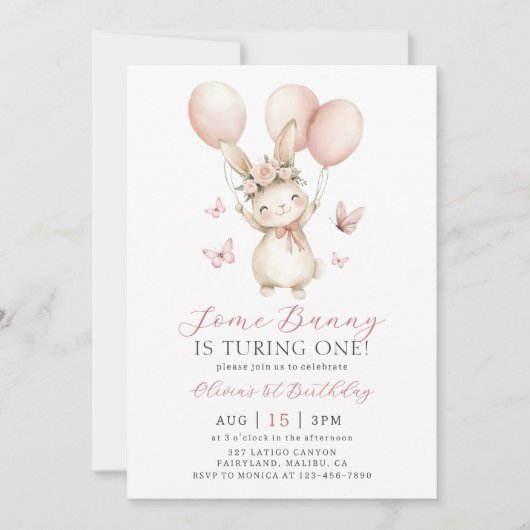 Bunny 1st Birthday Invitation (Devant)