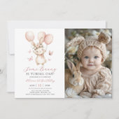 Bunny 1st Birthday Photo Invitation (Devant)
