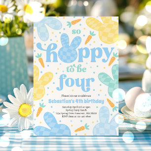 Bunny 4th Verjaardag Party Spring Boy Bunny Verjaa Kaart