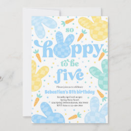 Bunny 5th Birthday Party Spring Boy Bunny Verjaard Kaart