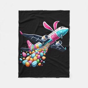 Bunny Airplane Easter Egg Mannen Kinder Jongens Ea Fleece Deken