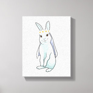 Bunny als Bride met de grote bloemen Canvas Afdruk