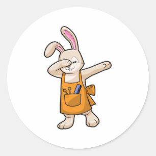 Bunny als Hairdresser met Comb & Scissors Ronde Sticker