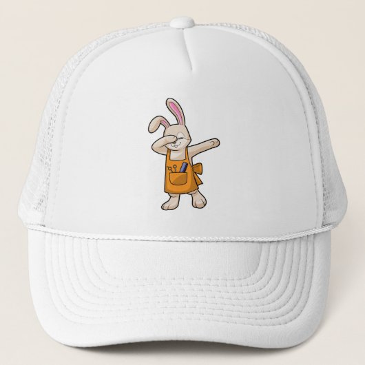 Bunny als Hairdresser met Comb & Scissors Trucker Pet (Voorkant)