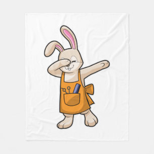 Bunny als kapper met kam en schaar fleece deken