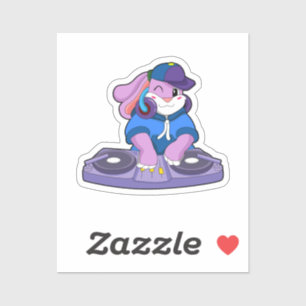 Bunny als muzikant met mixer sticker