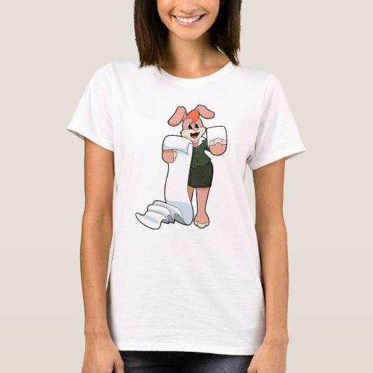 Bunny als secretaris met papier t-shirt (Voorkant)