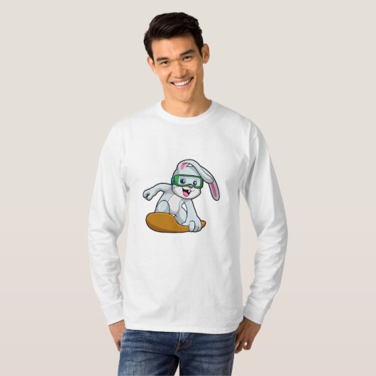 Bunny als Snowboarder met Snowboard T-shirt (Voorkant volledig)