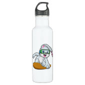 Bunny als Snowboarder met Snowboard Waterfles (Voorkant)