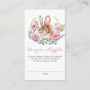 Bunny and Pink Flowers Baby shower Luierkrabbel Informatiekaartje
