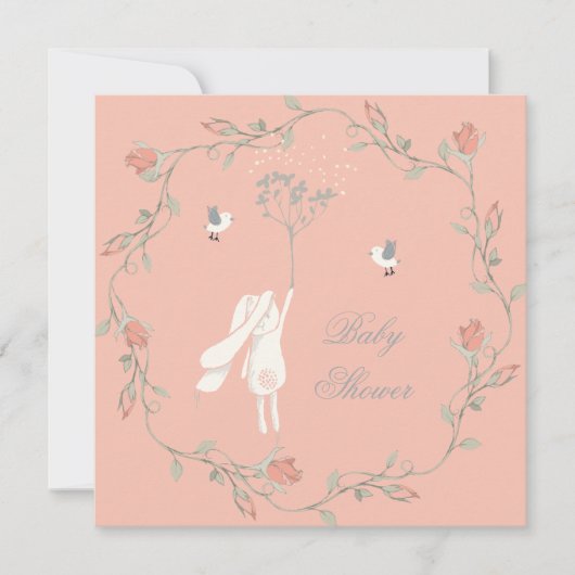 Bunny and Wreath Baby shower Kaart (Voorkant)