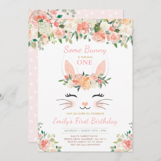Bunny Anniversaire Invitation Un Bunny Anniversair (Devant / Derrière)