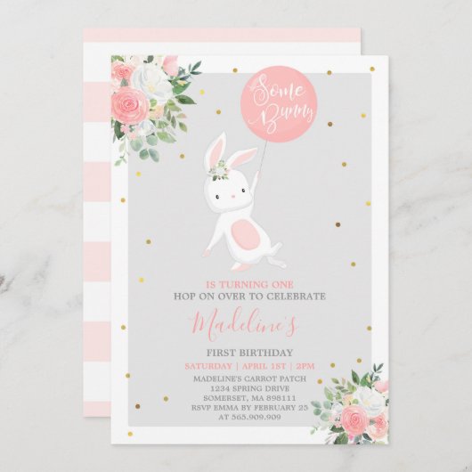 Bunny Anniversaire Invitation Un Bunny Anniversair (Devant / Derrière)