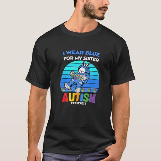 Bunny Astronaut Costume Autism ik Draag blauw voor T-shirt (Voorkant)