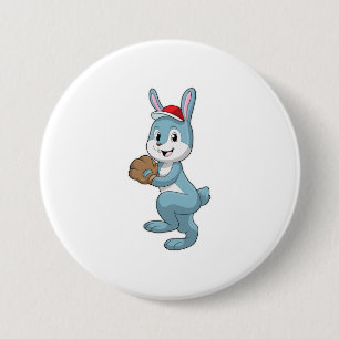 Bunny at Baseball met algemene honkbal Ronde Button 7,6 Cm