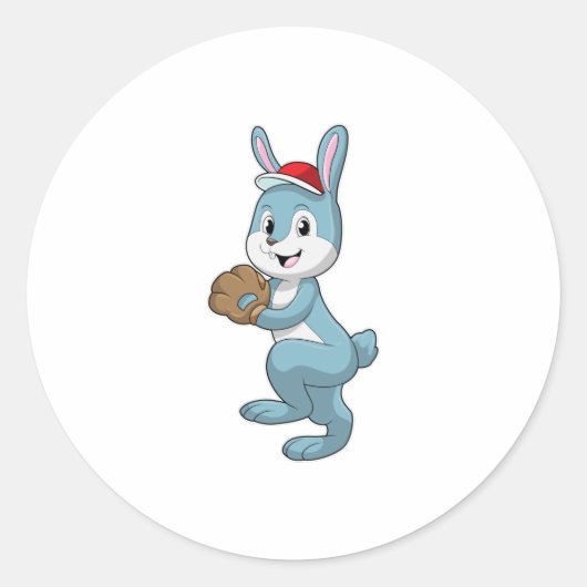 Bunny at Baseball met algemene honkbal Ronde Sticker (Voorkant)