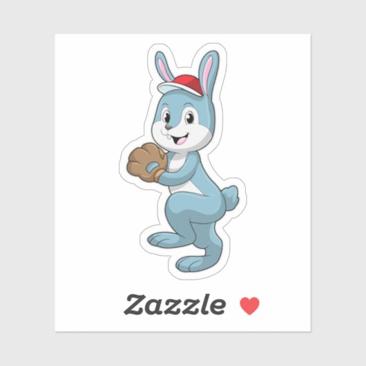 Bunny at Baseball met algemene honkbal Sticker (Vel)