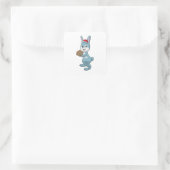 Bunny at Baseball met algemene honkbal Vierkante Sticker (Tas)