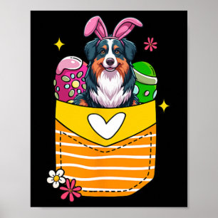 Bunny Australian Shepherd Easter Chocolate Eggs in Poster