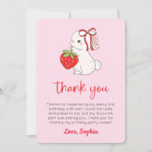 Bunny aux fraises Anniversaire Carte de remercieme (Devant)