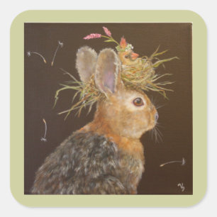 Bunny avec des autocollants cardinaux nicheurs