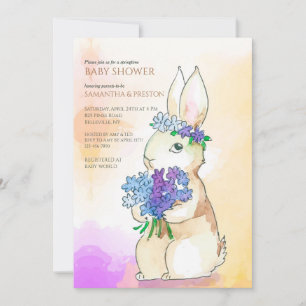 Bunny Avec Invitation Baby shower Bouquet Fleur