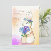 Bunny Avec Invitation Baby shower Bouquet Fleur (Debout devant)