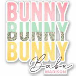Bunny Babe Cute Modern Girly Easter, speciaal gepe Sticker