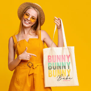 Bunny Babe Cute Modern Girly Easter, speciaal gepe Tote Bag