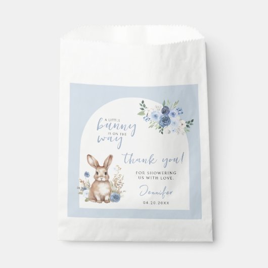 Bunny baby boy shower dank u snoep gunsttas bedankzakje (Voorkant)