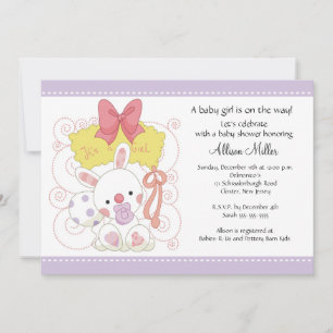 Bunny Baby Girl Baby shower Kaart