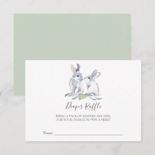 Bunny Baby shower Diaper Raffle Kaart (Voorkant / Achterkant)