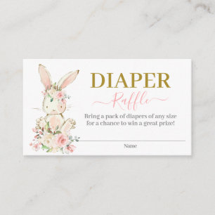 Bunny Baby shower Girl Diaper Raffle Card Informatiekaartje
