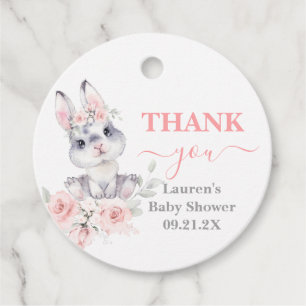Bunny Baby shower Girl roze Favor Tags Bedankjes Labels