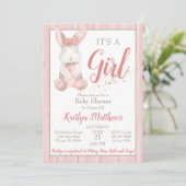 Bunny Baby shower Invitation pour Fille Bébé (Debout devant)