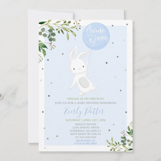 Bunny Baby shower Invitation Quelques Bunny Spécia (Devant)