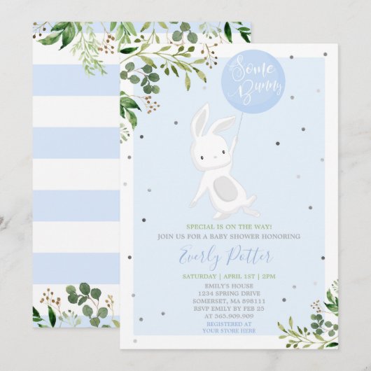 Bunny Baby shower Invitation Quelques Bunny Spécia (Devant / Derrière)