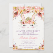Bunny Baby Shower Invitations Girl Floral Rabbit (Devant)