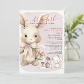 Bunny Baby shower Meisje Kaart (Staand voorkant)