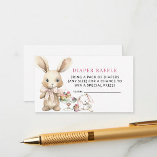 Bunny Baby shower Meisje Luier Raffle Informatiekaartje