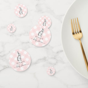 Bunny Baby shower Pink Gingham Table Confetti