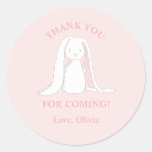 Bunny Baby shower Pink Ronde Sticker