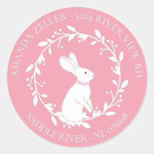 BUNNY Baby shower Retouradreslabel Ronde Sticker